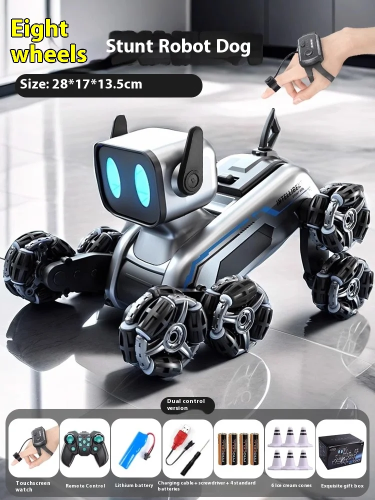 インテリジェントロボット犬、電動リモコンカー、男の子のおもちゃ、子供用車、8輪ジェスチャーセンシング、ペットの誕生日プレゼント
