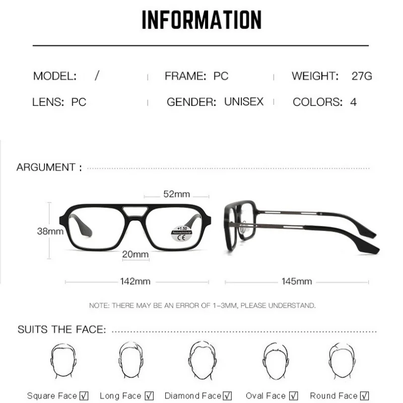 2 قطعة نظارات القراءة الضوئية المضادة للضوء الأزرق للرجال إطار كبير تغيير لون مد البصر نظارات خفيفة للغاية للجنسين