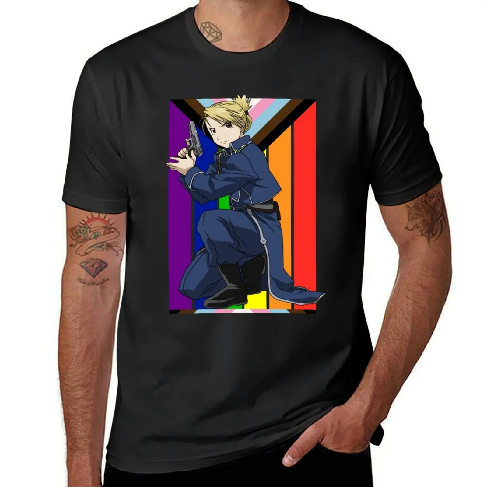 

Футболка Riza Hawkeye FMAB с флагом гордости, дизайнерская футболка, эстетичная Одежда для мальчиков, футболки с принтом животных для мужчин
