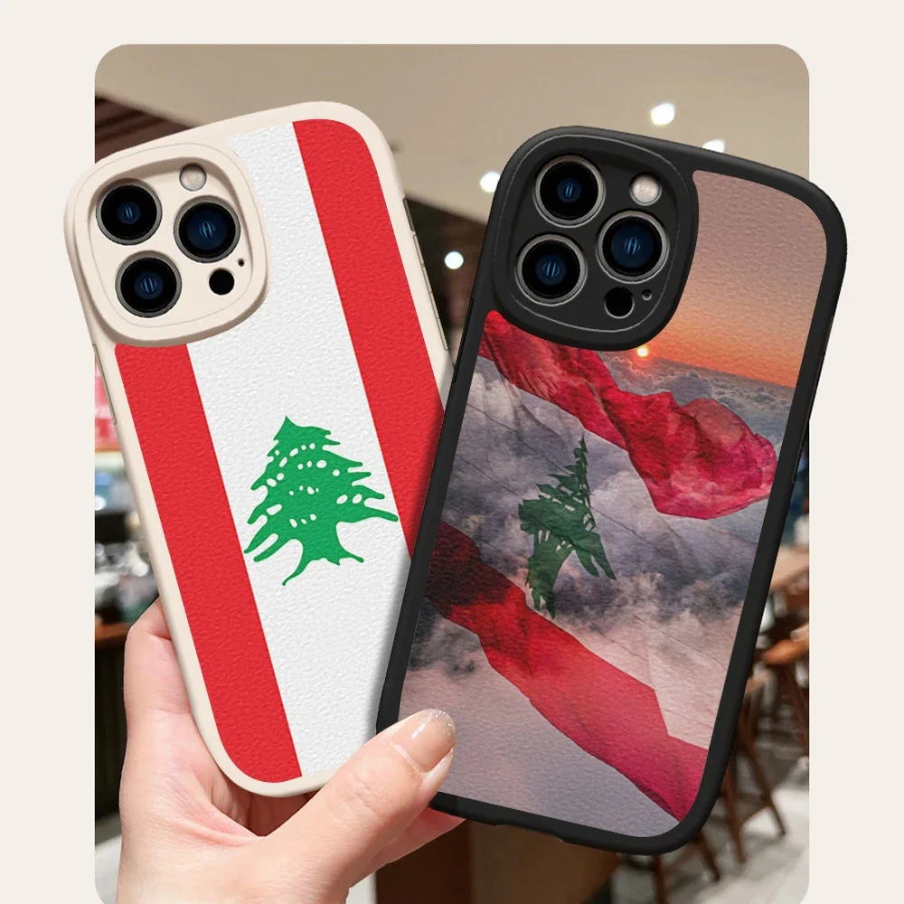 For Iphone Lebanon Flag Phone Case for Iphone 15 13 12 11 14 Pro MAX 13 12 7 8 14 15 plus 13 14 XS XR Lambskin Protective Covers