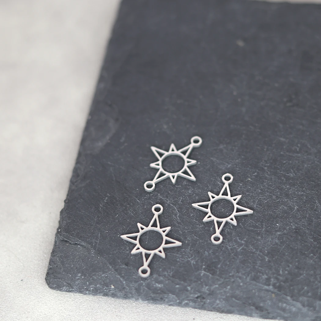 3PCS Stainless Steel Double Ring Star Pendant Charms for Jewelry Making DIY Craft Bracelets Necklace Handmade Metal Accessories