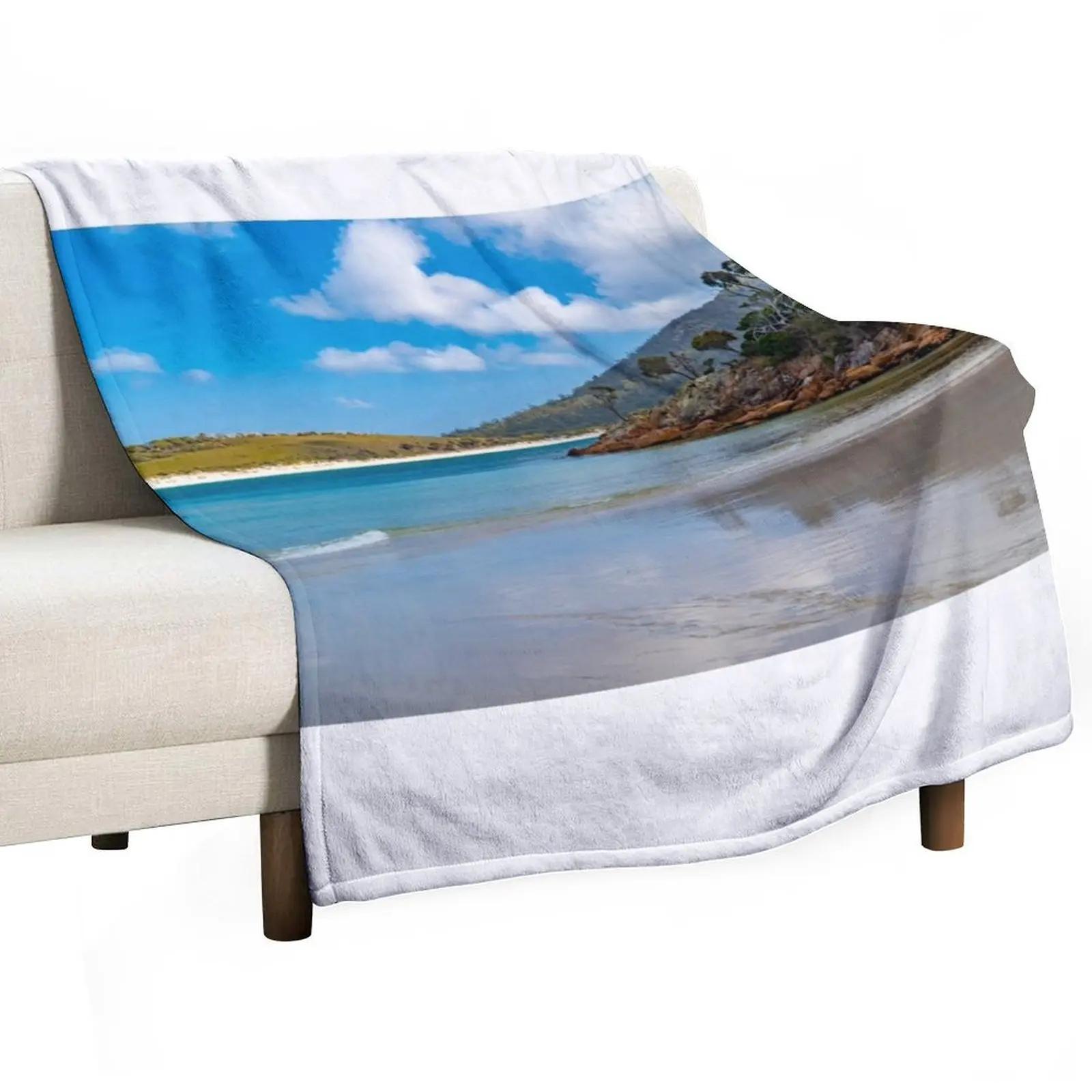 Wineglass Bay Beach, Tasmania Throw Blanket Thin Furry Large Blankets