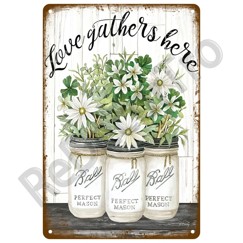 Vintage Metal Plaque Plates Decor Garden Flower Rules Metal Sign For Pub Bar Home Wall Decor Art Tin Signs Flower Poster Gift