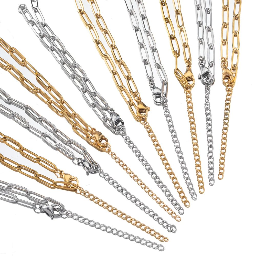 5pcs Stainless Steel Semi-finished Bracelet Frame Chain with Adjustable EXtension Chain Lobster Clasp for DIY Jewelry Making