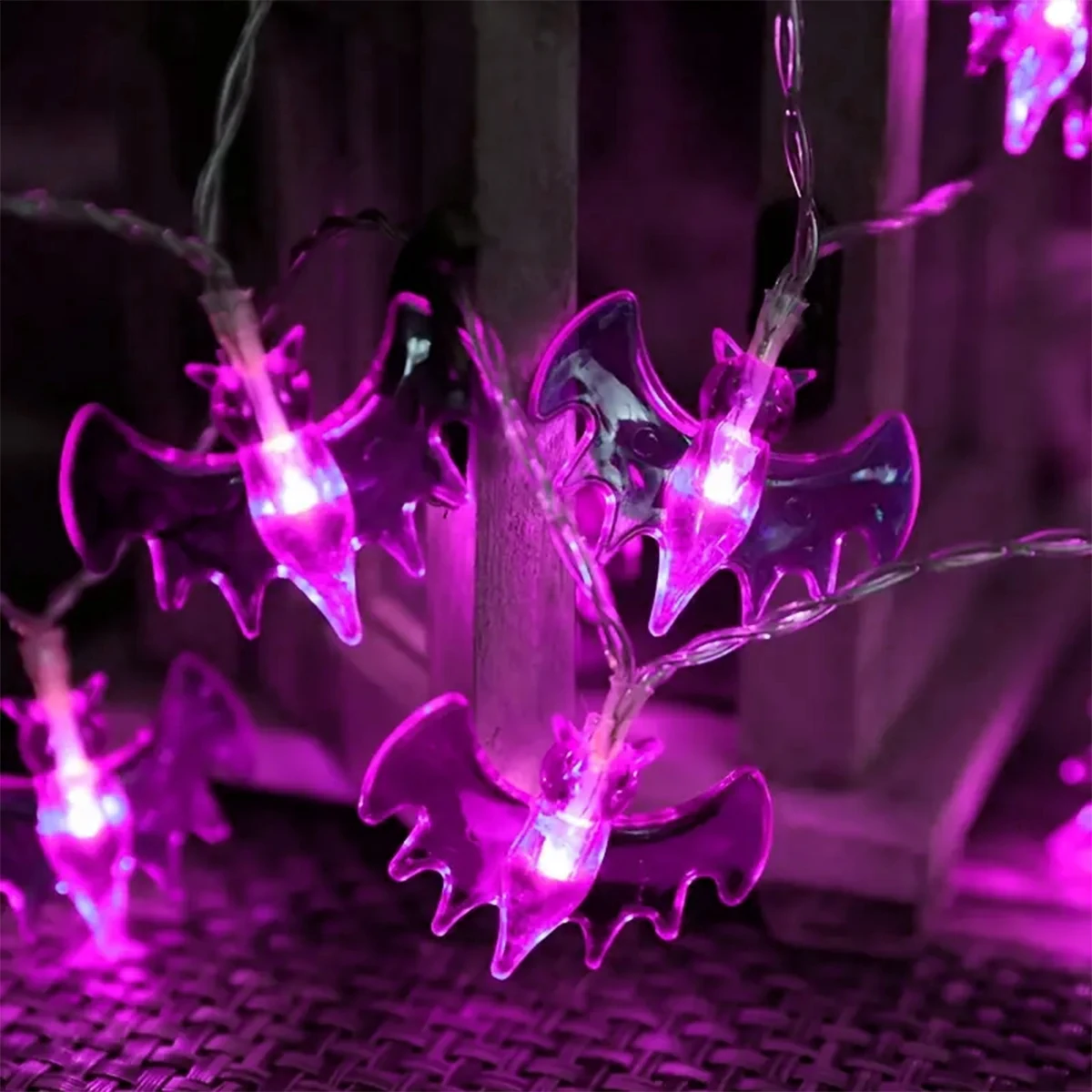 1 قطعة هالوين 10/20/30 LED الأرجواني الخفافيش سلسلة أضواء بطارية تعمل للمنزل الأطراف ساحة داخلي في الهواء الطلق هالوين الديكور