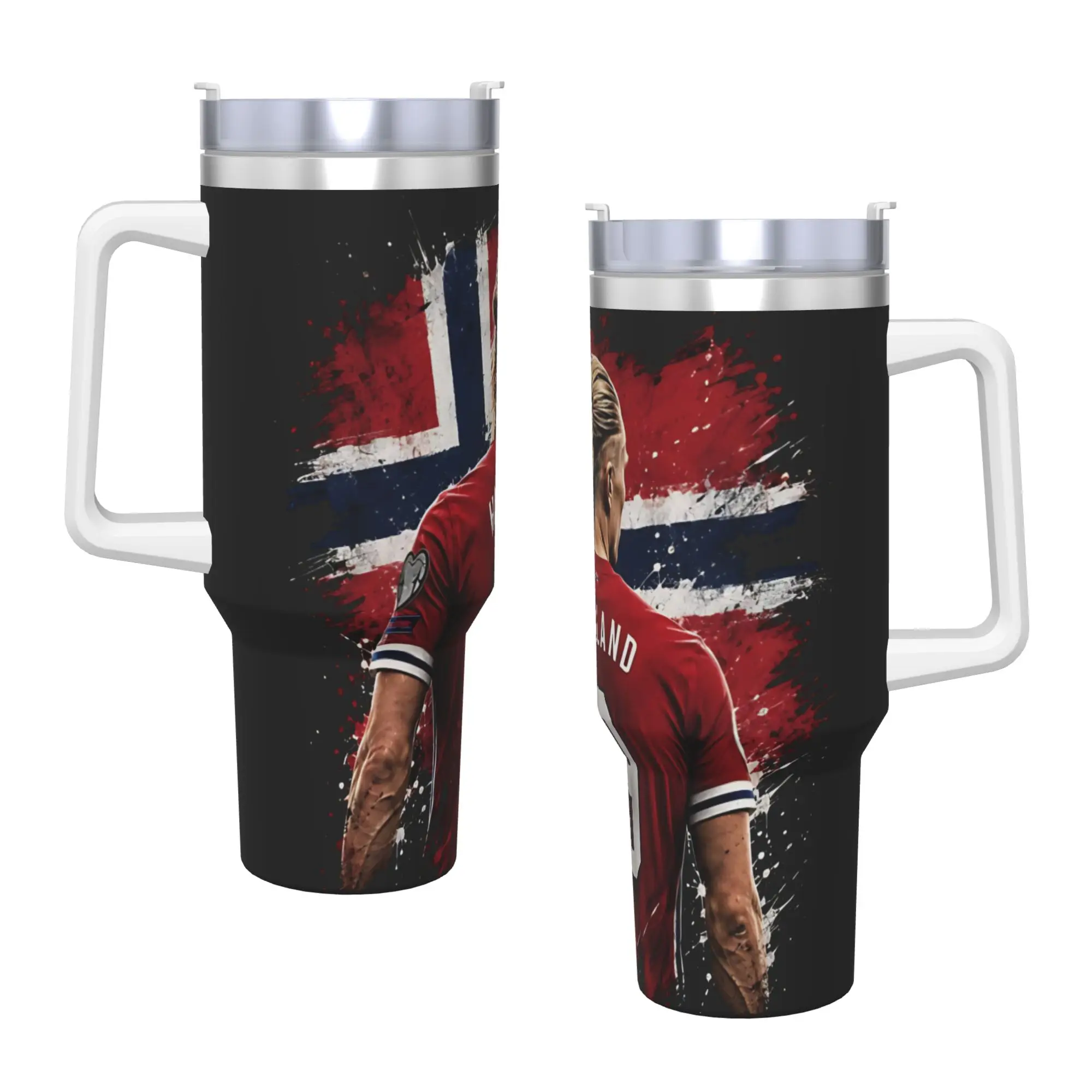 Haaland Football Number 9 FanArt Tumbler  Cold Drink Portable Stainless Steel Water Bottle With Handle Beach Thermal Cups