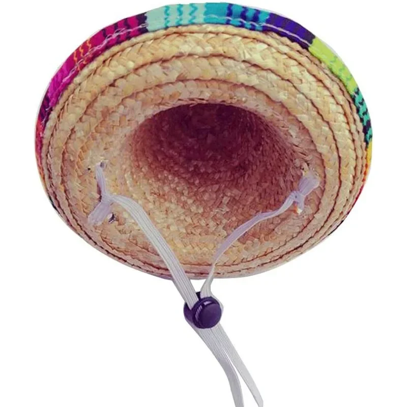 Funny Mexican Sombrero Cap Pet Mini Straw Hat Dog & Cat Straw Sombrero Hat Small Dog Clothes Pet Caps for Halloween Party