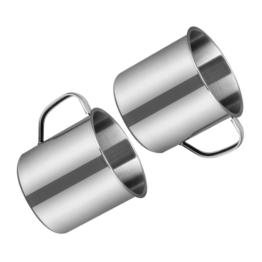 

2 Pcs Water Cup Stainless Steel Portable Drinking Metal Cups for Kids Tea Silver Outdoor Childrens