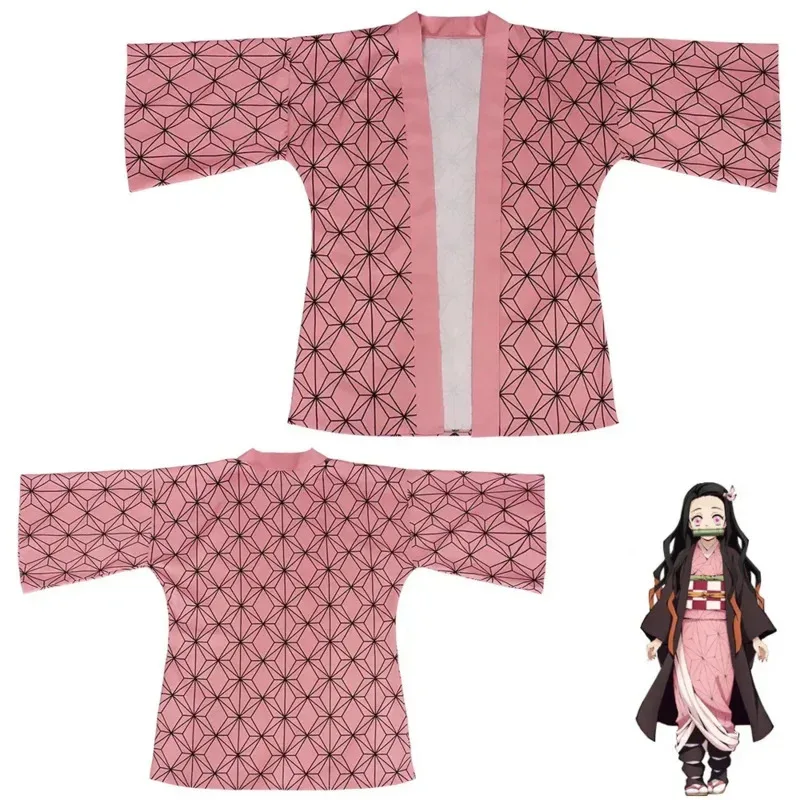 Anime Demon Slayer Kimetsu No Yaiba Tanjiro Kamado Cosplay Cape Costume Men Kimono Jackets Halloween Party Clothes Adult Kids