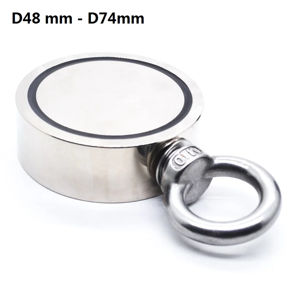 D48 - D74mm Strong Neodymium Magnet Double Side Search Magnetic hook       Super Power Salvage Fishing Magnetic Stell Cup Holder