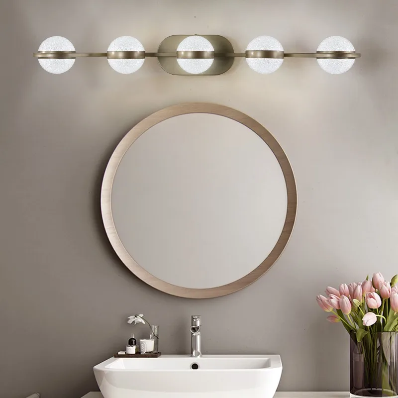 

Modern Minimalist Bathroom Vanity Light, LED 5 Bulb Frosted Glass Shades, Wall Mounted Decorative Lighting Fixture, Suitable