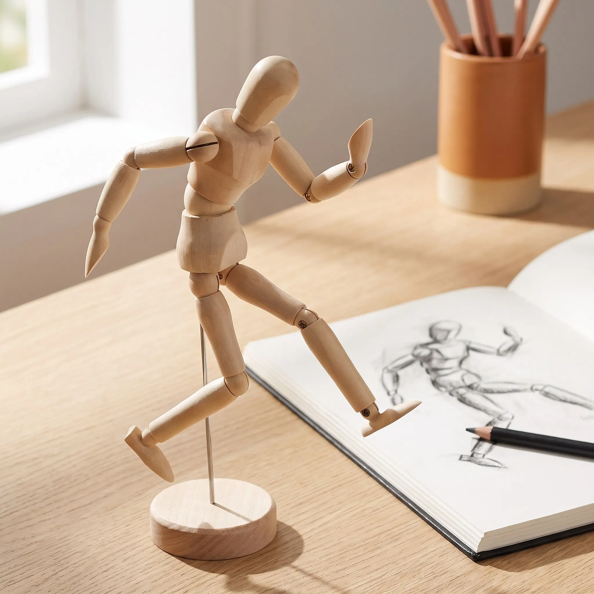 Wooden Drawing Manikin Posable Artist Manikin Movable Joints Flexible Body Sketch Painting Desk Decoration Wooden People Figures