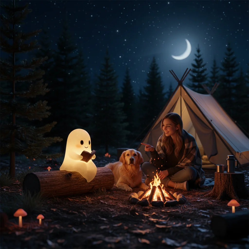Ghost Night Light Halloween Battery Operated 3d Led Cartoon Cute Creative Lamp Bedroom Lamps Living Room Kids Desk Resin Bedside
