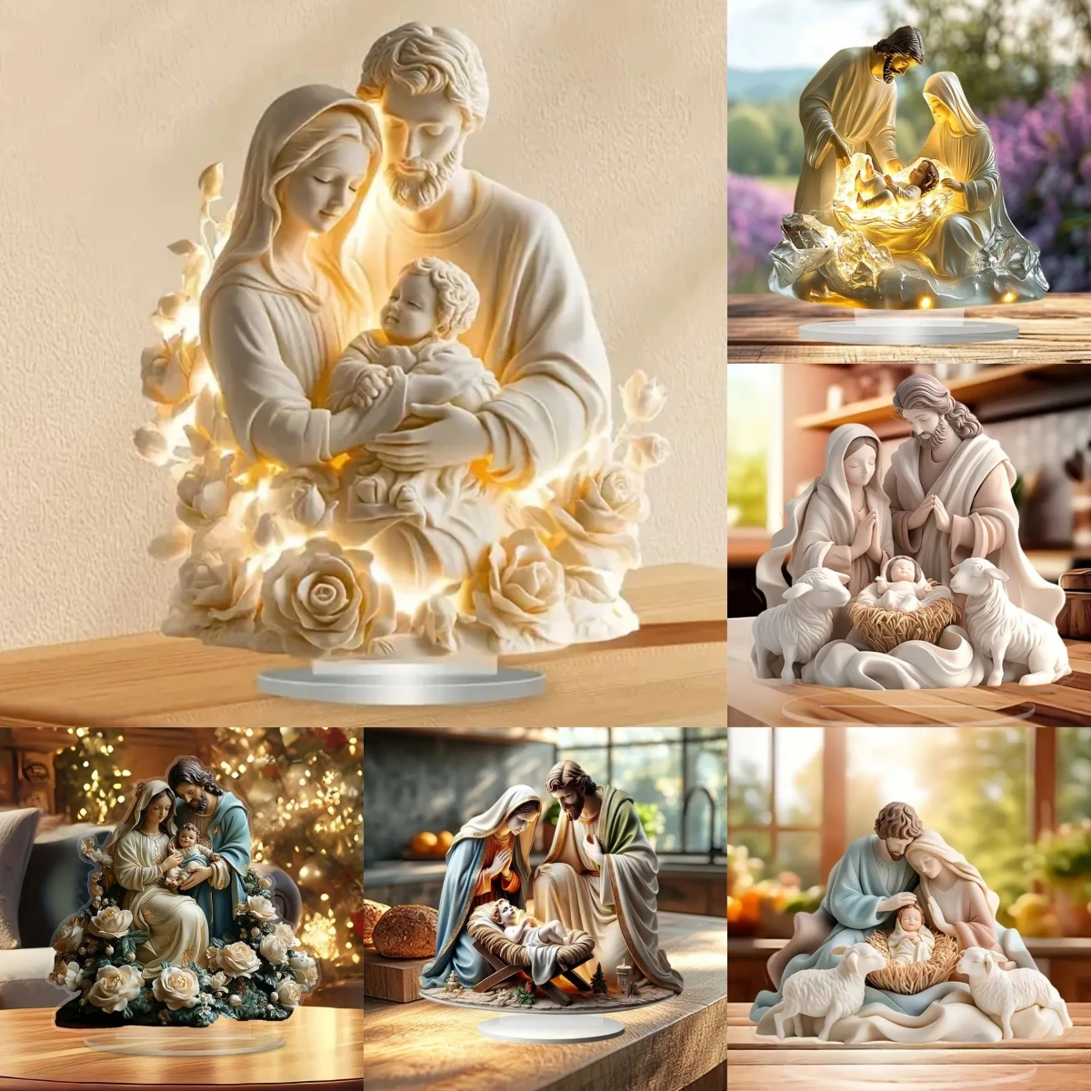 Nativity Scene Statue,2D Flat Jesus & Maria Acrylic Figurine,Home,Cafe,room,Studio,Table Ornament Christian Religion Decor