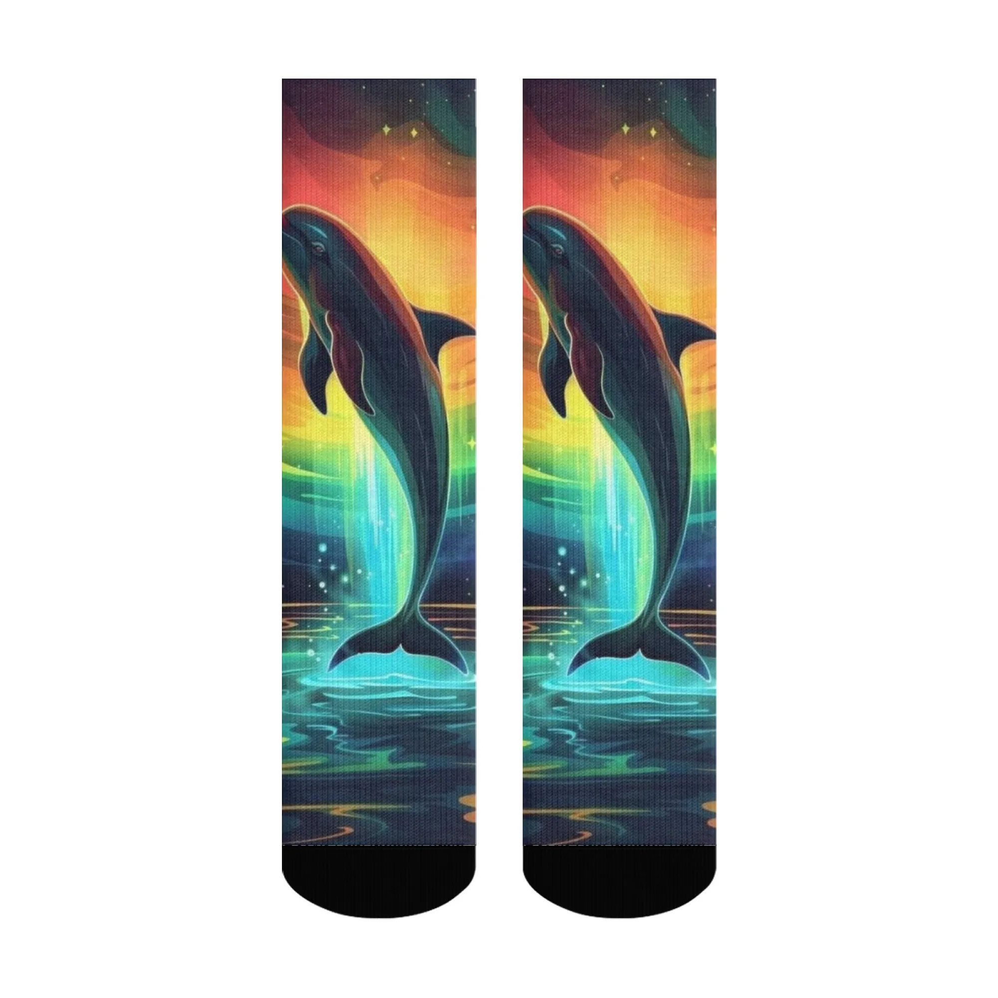 

Космическая тема мечтательных цветных дельфинов с принтом, новинка, забавные мужские носки в стиле Харадзюку, повседневные модные носки в стиле ретро, счастливый подарок
