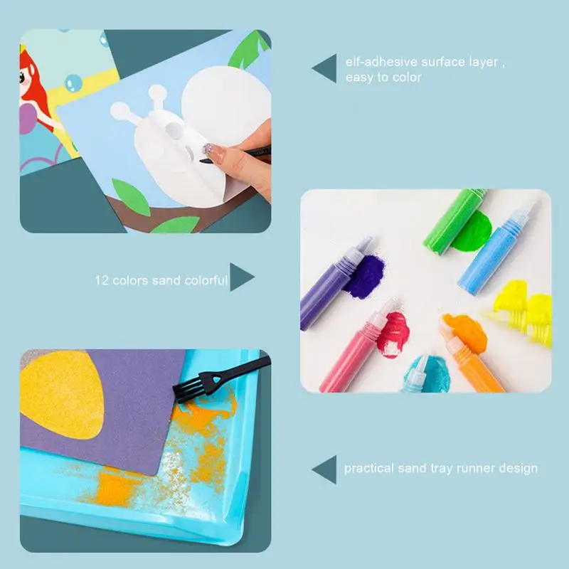 Sand malerei Set für Kinder bunte Sand malerei Bilder schälen und kleben Kit 12 Farben Sand 16 schälen und streuen Bilder