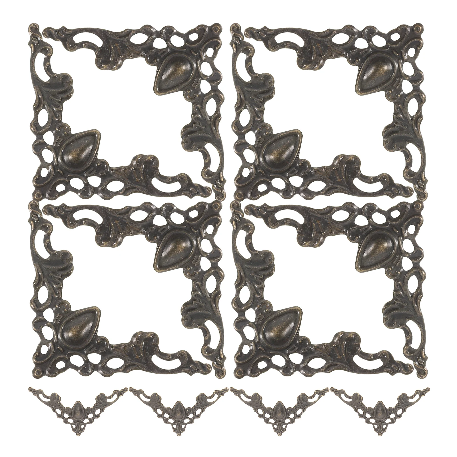 

12 Pcs Lace Book Corner Protectors Table Covers Wooden Box Angle Brackets for Photo Frames Iron Decorative Album Corners Guard