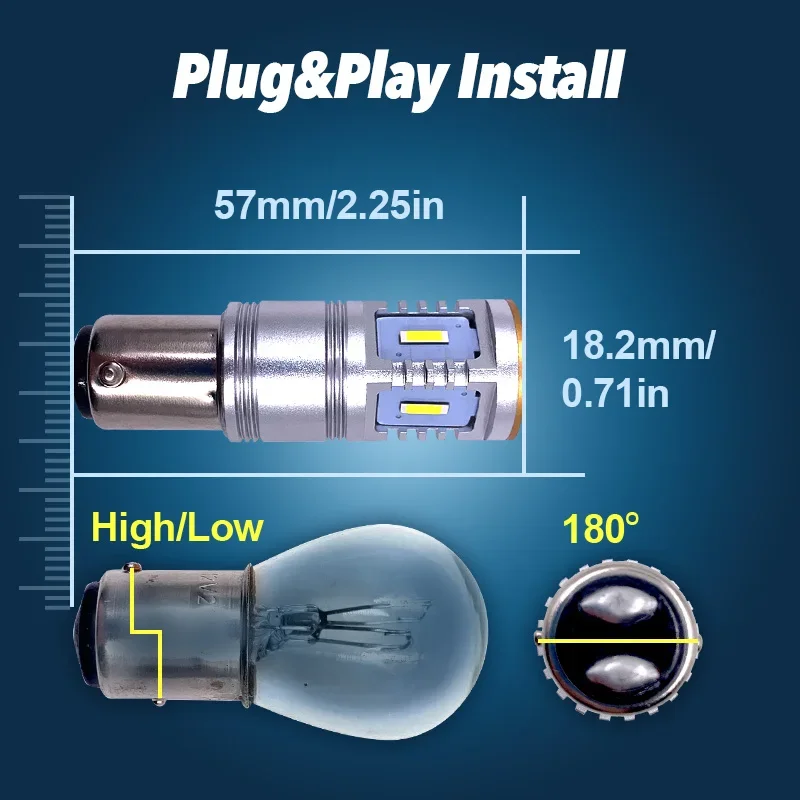 ستيلا 2 قطعة 1157 LED لمبة canbus لا أخطاء P21/5 واط BAY15D LED إشارات تحول السيارات/إشارة توقف/وقوف السيارات/DRL للسيارة الأبيض/العنبر