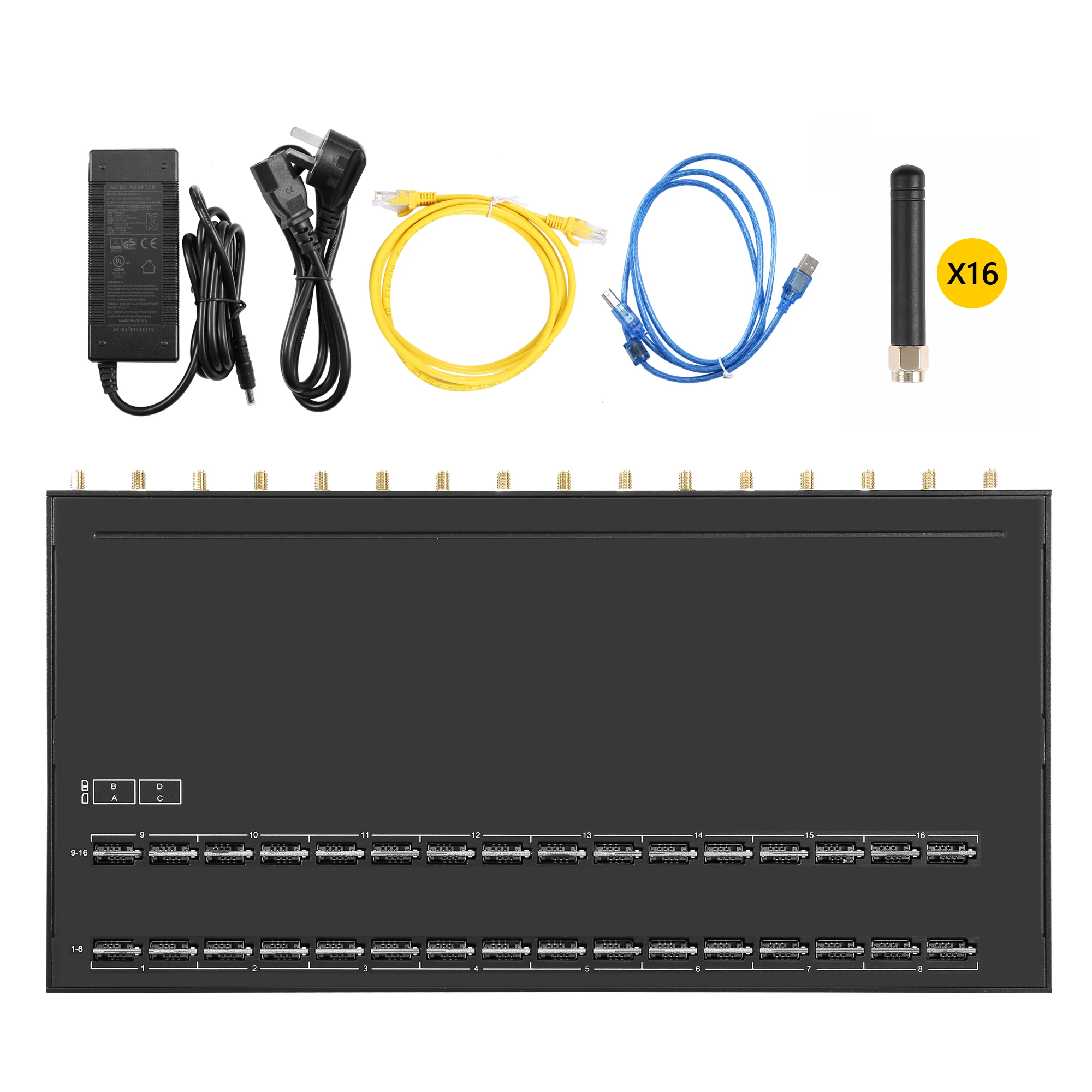 Skyline 16-64 Voice Gateway Bulk Message Gateway 16 Ports 64 Slots IMEI Change USSD AT Commend