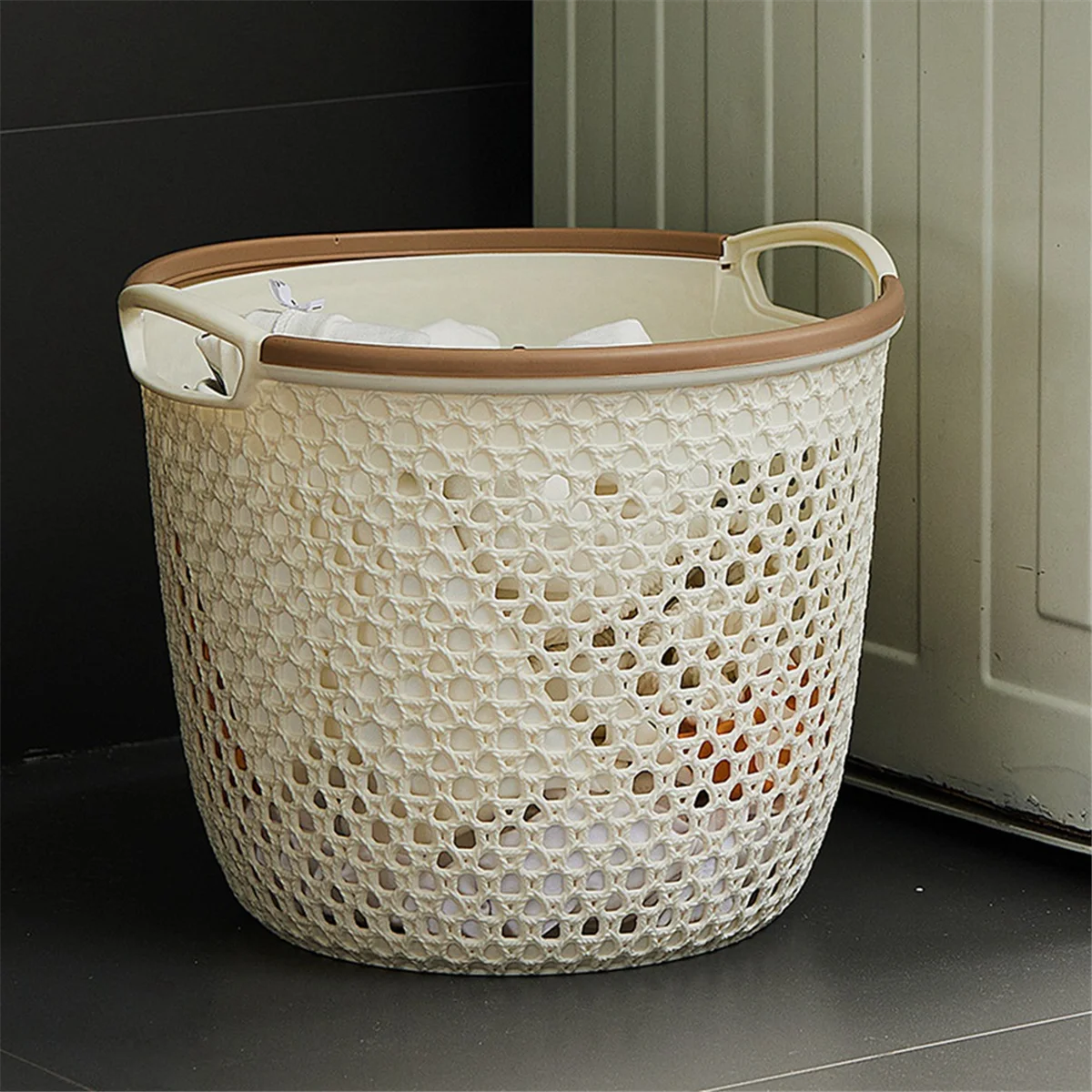 Portable Dirty Clothes Basket, Dirty Clothes Storage Basket, Large Clothes Laundry Basket Light Blue