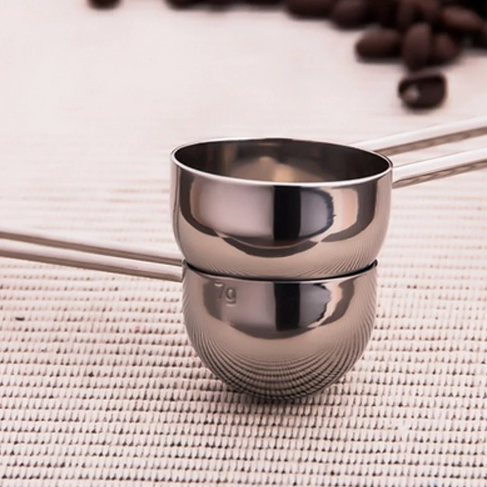 

2pcs Stainless Steel Coffee Scoop Rustproof Long Handle For Ground Coffee Cocoa Powder Spice Kitchen