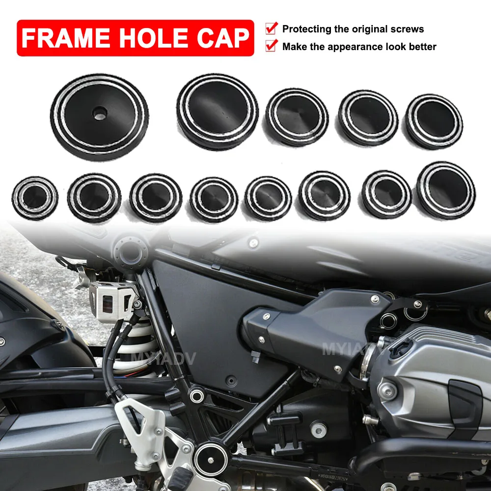 오토바이 CNC 프레임 홀 캡 세트 플러그 키트 삽입 플러그 커버, BMW R Nine T RNineT R9T 퓨어 레이서 스크램블러 어반 2014-2019