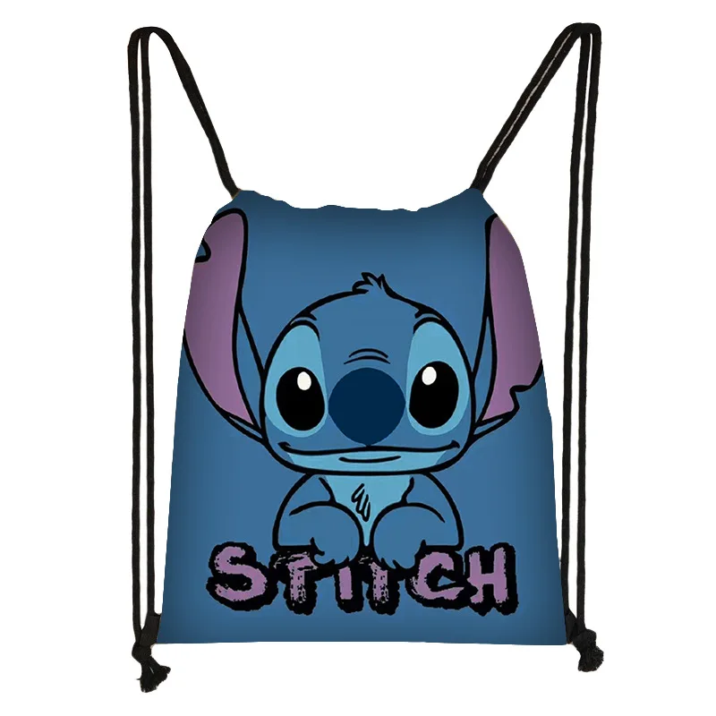 Stitch Drawstring Bag Large Capacity Portable Bags Student Backpack Sports Basketball Package Cartoon Printing Storage Packet