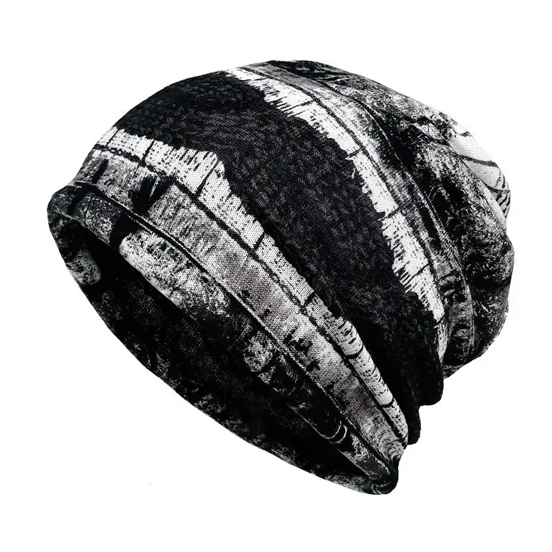 Spring and Autumn Cotton Graffiti Print Thicken Knitted Hat Warm Skullies Cap Beanie Hat For Men and Women 172