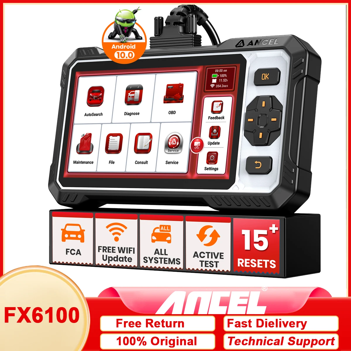 

2025 ANCEL FX6100 OBD2 Car Scanner All System Diagnostic DPF Regen ABS EPB SAS Oil Airbag 15+ Reset Scanner DPF Reset Tool