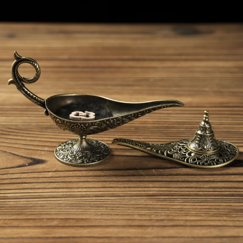 Antiker Räuchergefäß aus Metall, Aladdin's Magic Lamp Design, dekorativer Handwerks-Geschenkkerzenhalter, heiß verkauft, Räuchergefäß