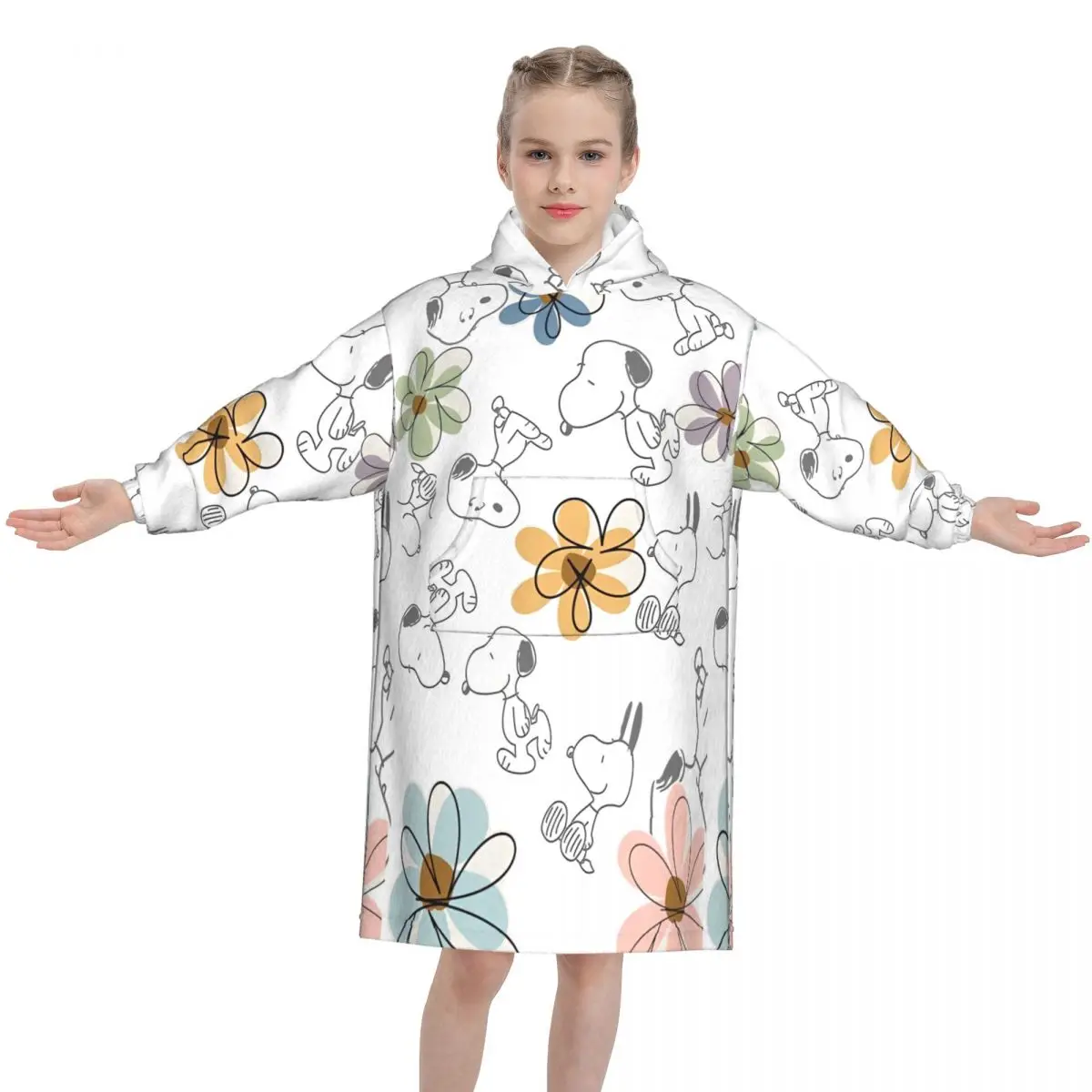 

Snoopys Cute Dogs Woodstock Apparel Pajamas Blanket Hoodie Wearable Sweatshirt Blanket Warm Gifts for Children