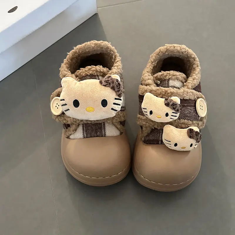 

Lovely Doll Kawaii Sanrio Anime Hello Kitty Ins Fashion Cartoon Fleece Warm Cotton Shoes Cute Kt Cat Pendant Shoes Gifts