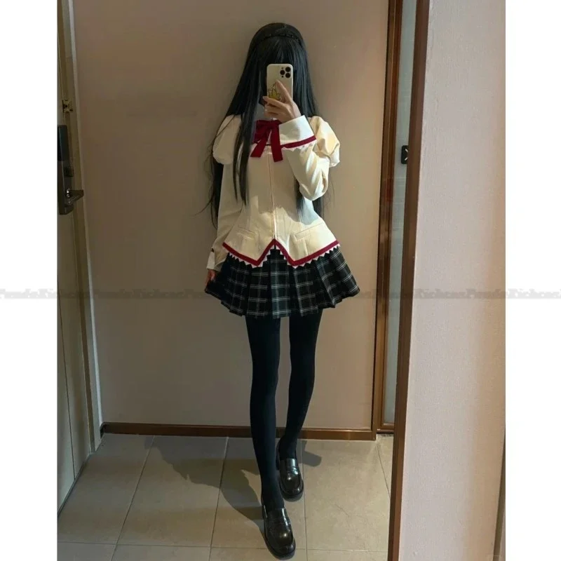 Anime Puella Magi Madoka Magica Kaname Madoka Akemi Homura Tomoe Mami Miki Sayaka Cosplay School Uniform Wig Women Halloween