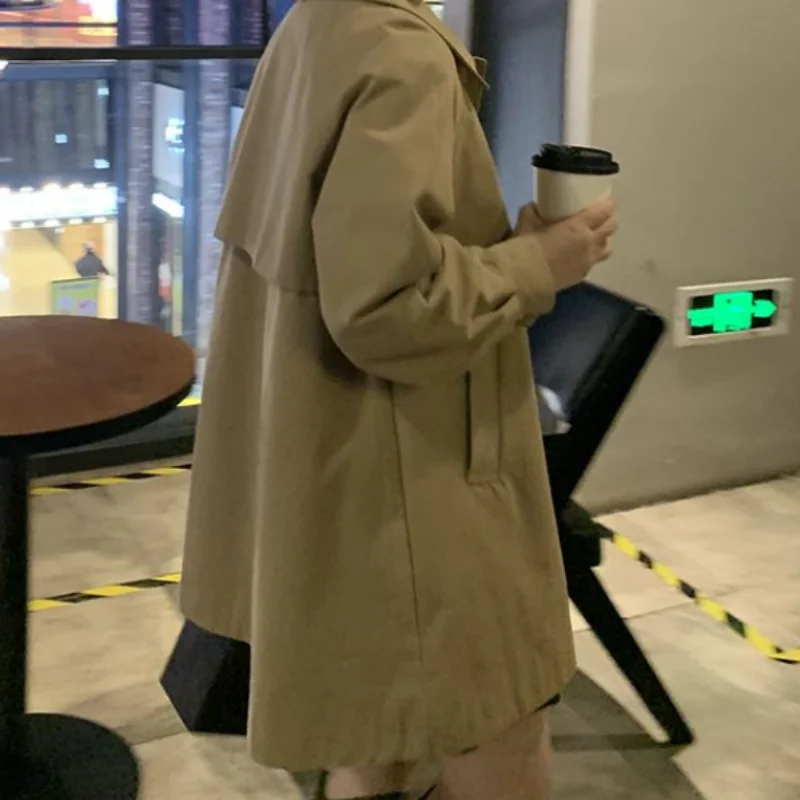 2024 Spring and Autumn Korean Edition Turn-down Collar Loose Casual Women Clothing Solid Color Simple Long Sleeved Windbreaker