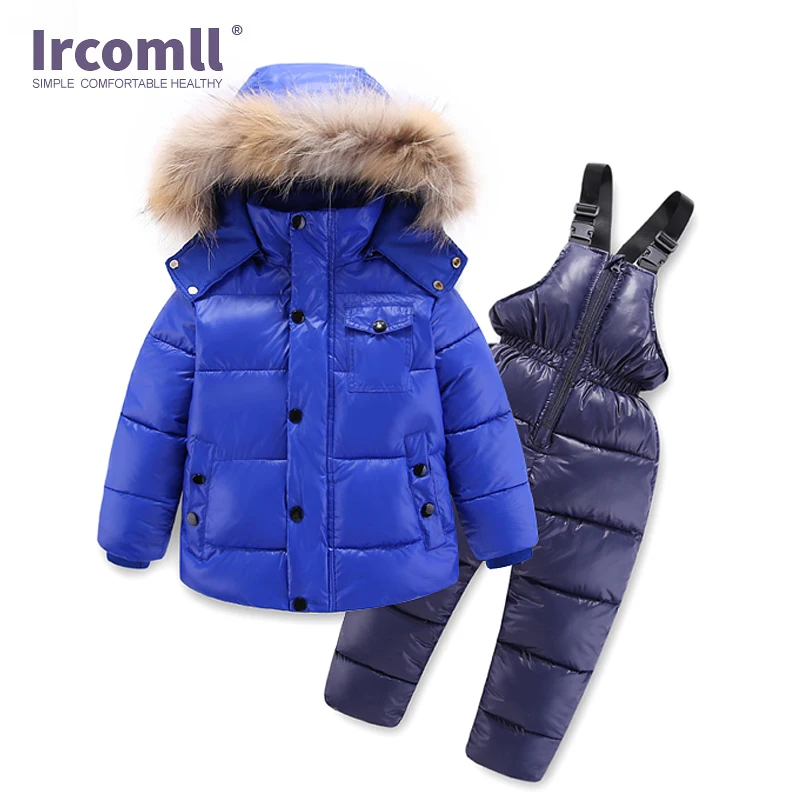 Ircomll Hight Quality Winter Child Clothing Sets Thick Cotton Down Kid Outwear Windproof Children Clothes Snow Wear ToddleSki Su