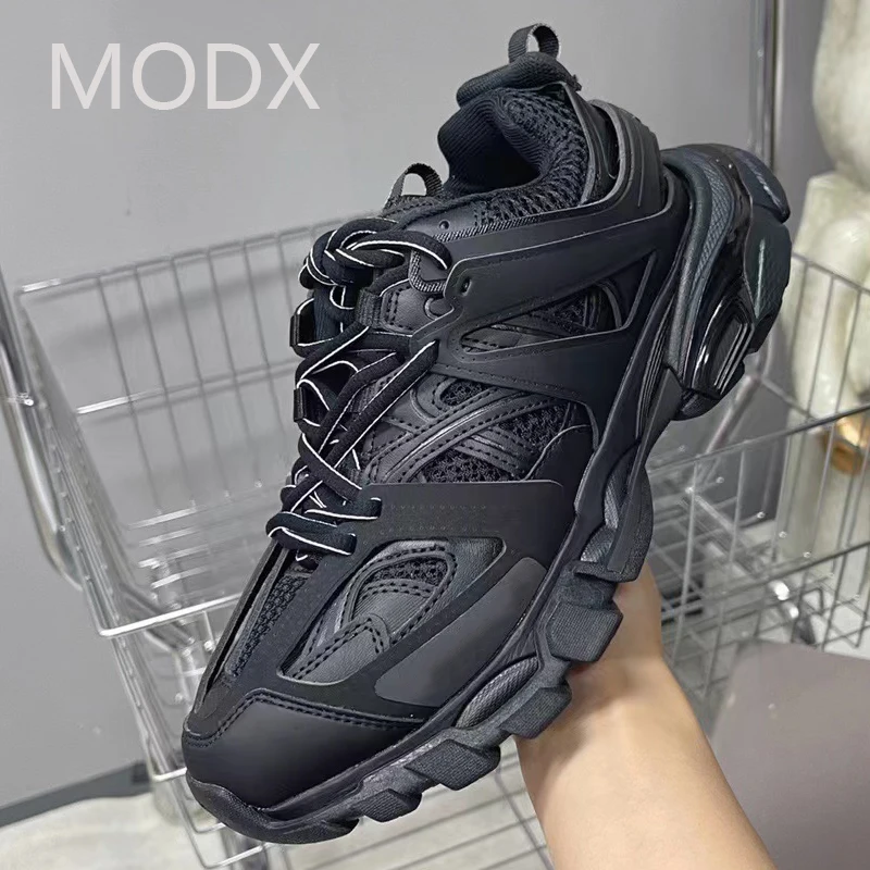 Men Thick Sole Flat Sneakers Luxury Genuine Leather Patchwork Old Dad Shoe Fashion Height Increase Lace Up Casual Run Shoes Lady