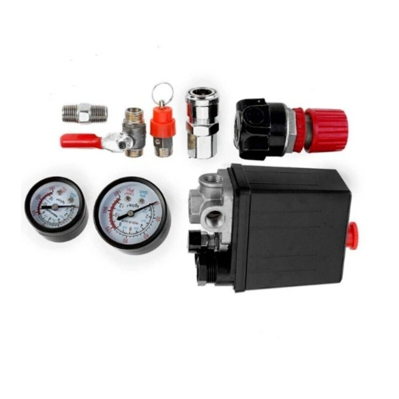 1pc 120PSI Air Compressor Pressure Switch Control Valve Manifold Regulator Gauges
