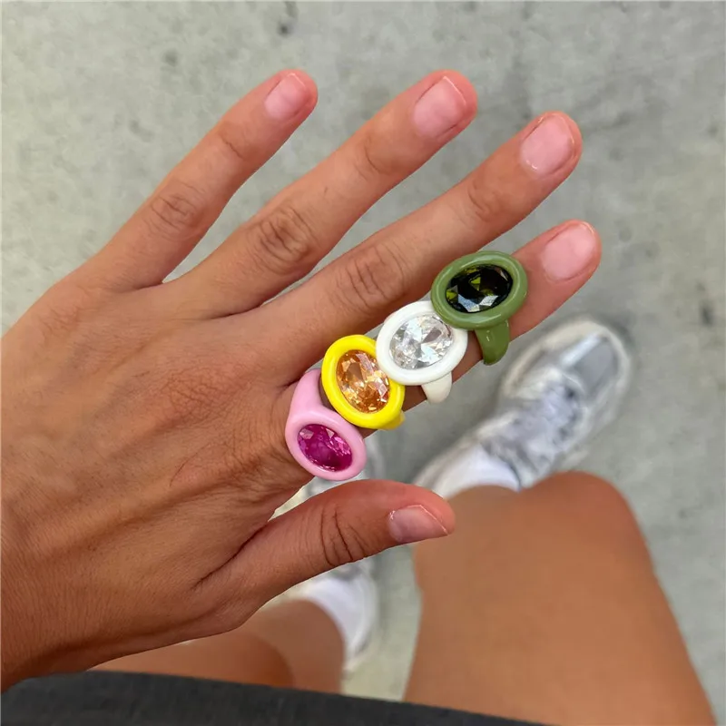 New Macaron Plating Stainless Steel Ring for Women Exaggerated Personality High-End Feeling Daily Travel Accessory Gift
