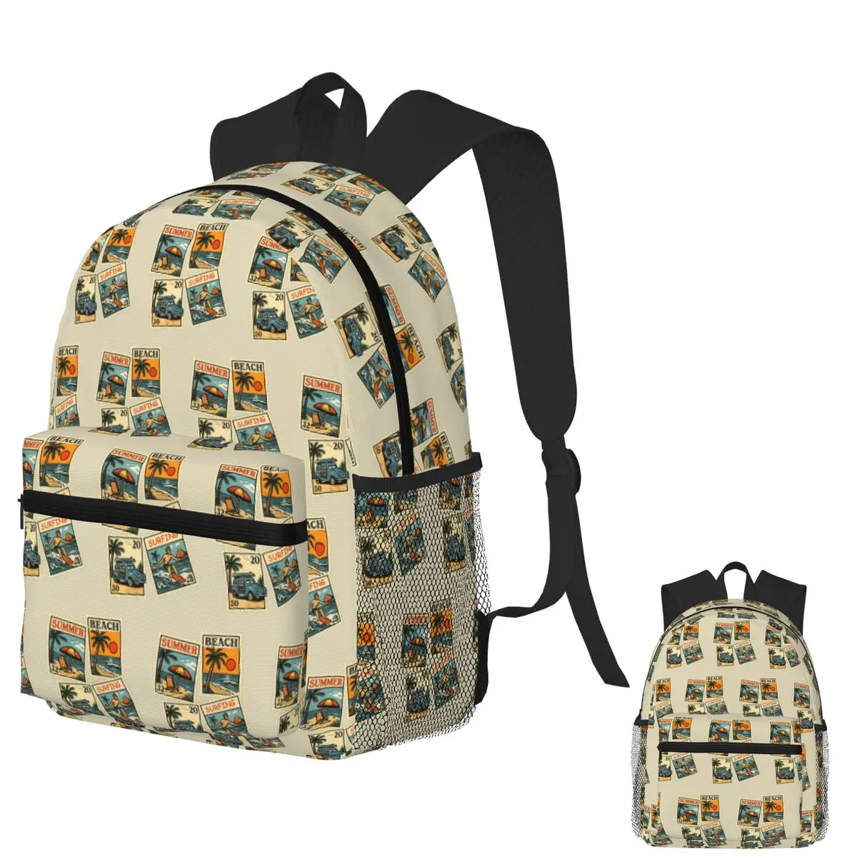 

Tropical Getaway Retro Postcard Paradise Student Backpack School Bag Hiking Travel Daypack for Boys Girls Bookbag Shoulder Bags