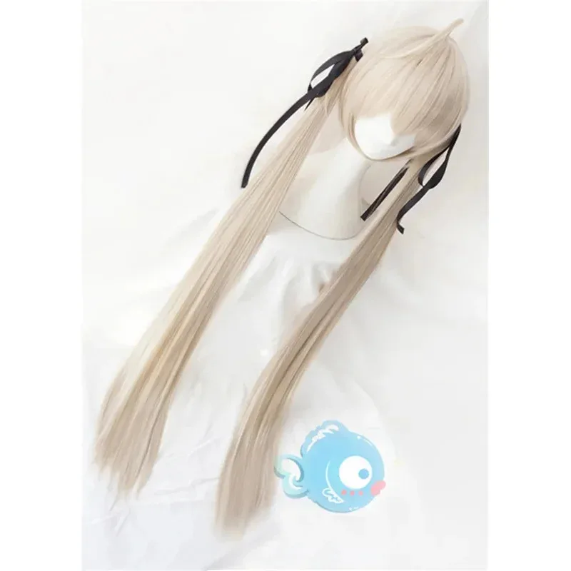 zz04zz12Аниме Yosuga no Kasugano Sora Парик для косплея Длинные прямые молочные пепельно-русые термостойкие парики из волос Черная шелковая лента