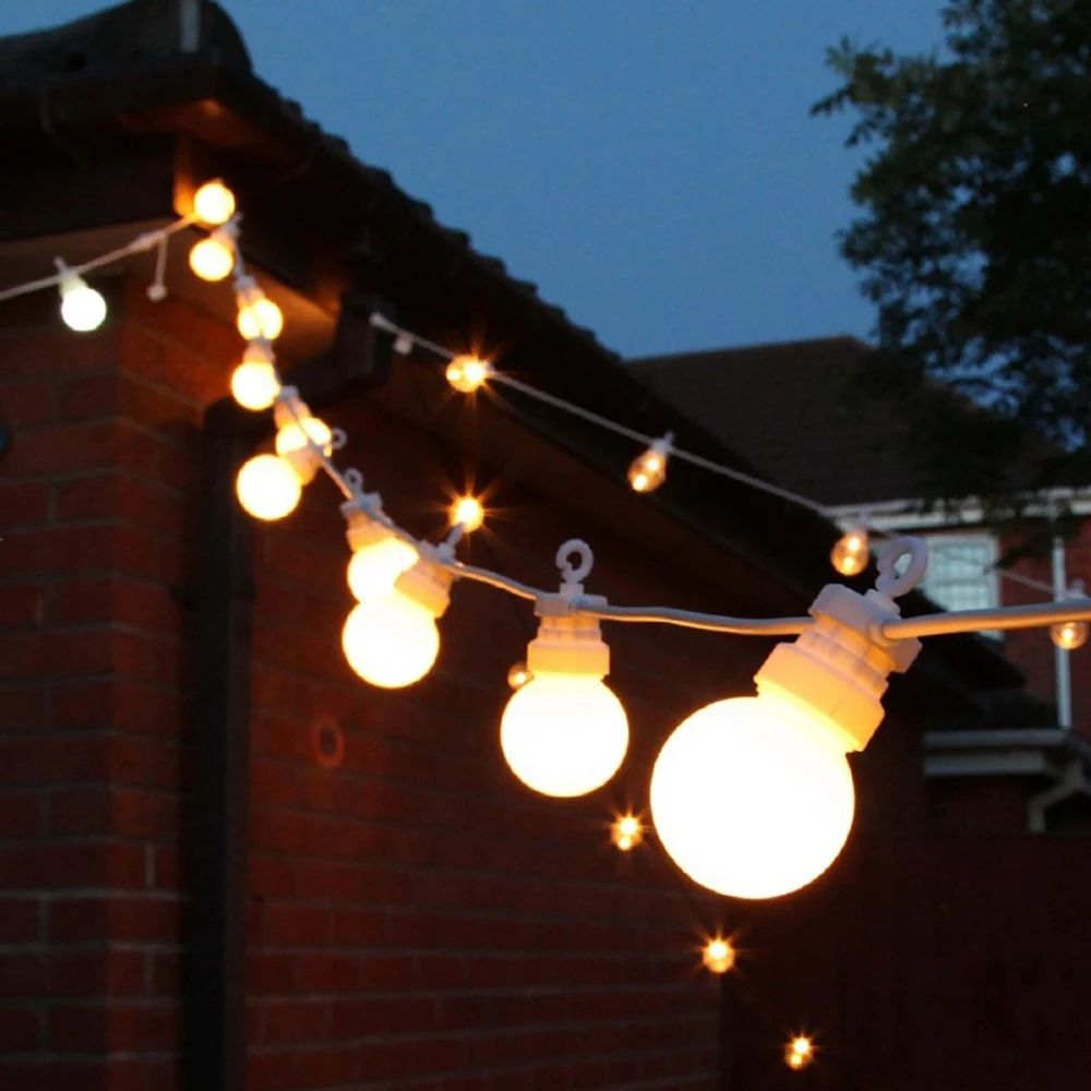 13M/24M Festoon Led White Globe Fairy String Lights Outdoor Garden Wedding Party Street String Lamp For Backyard Patio Decor