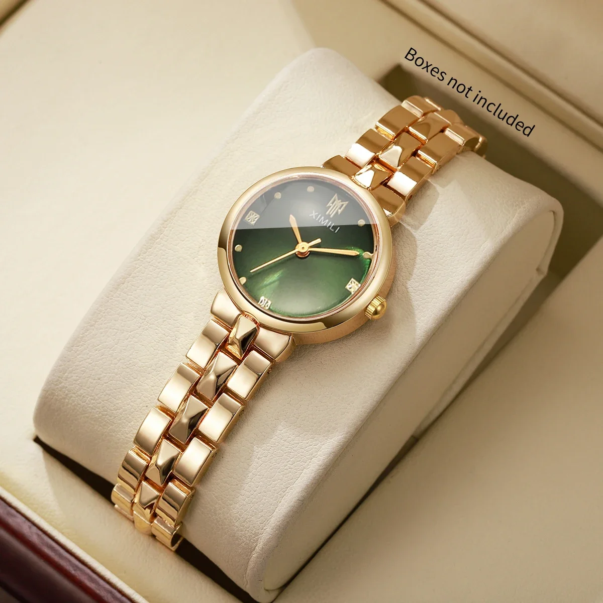 Luxury Women Golden Quartz Watch Stainless Steel Bracelet Strap Ladies Dress Wristwatches Clock Relogio Feminino（Without Box）