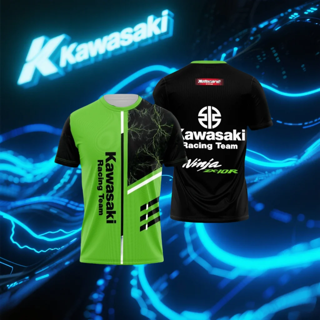 

Kawasaki Motorcycle T-Shirt Kawasaki T-Shirt Summer Riding T-Shirt Sunscreen Fast Drying Sweat Absorbing T-shirt Men's T-shirt