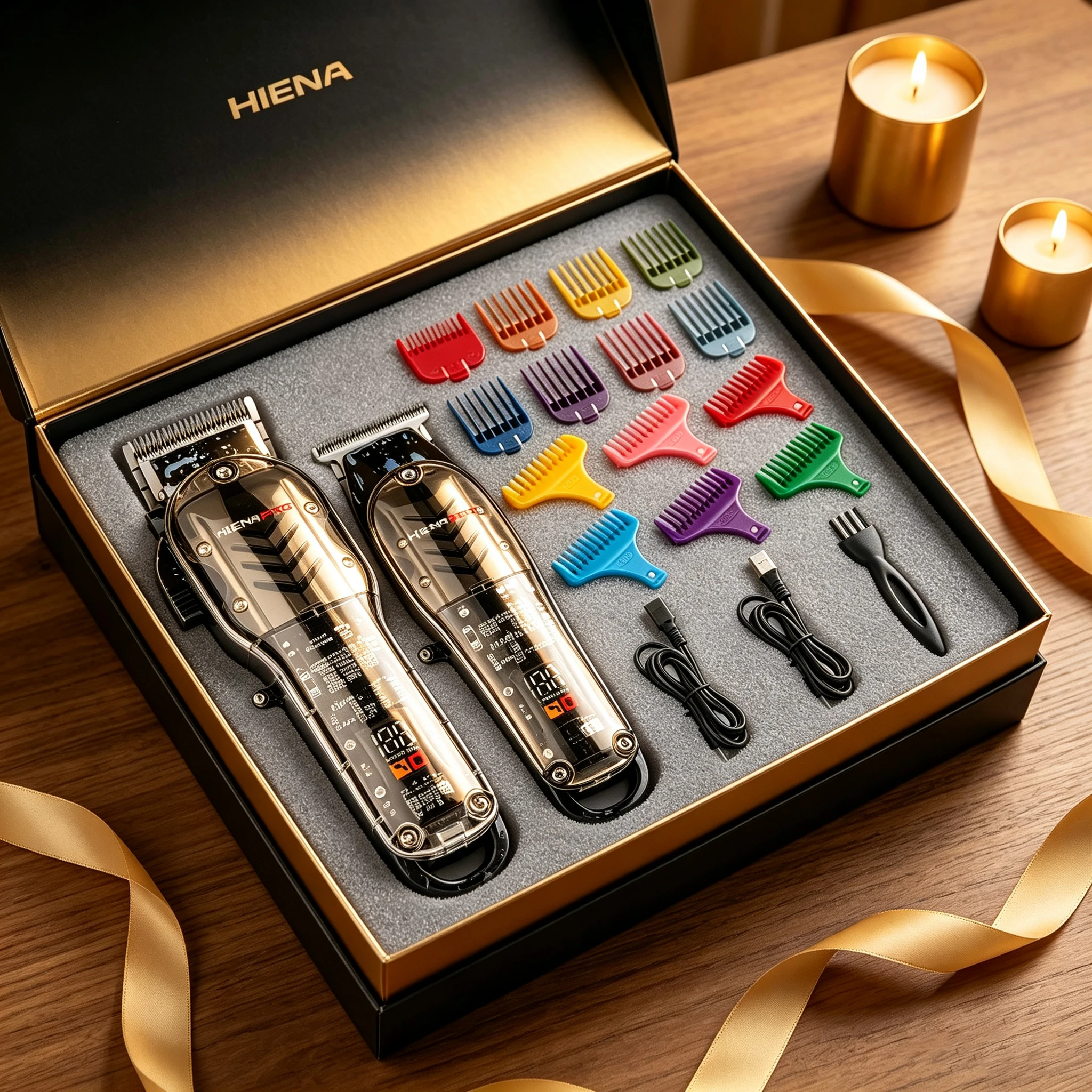 HIENA T01 Transparent Hair Clippers Set Men Professional Powerful Hair Trimmer For Man Electric Cordless Hair Cutting Machine