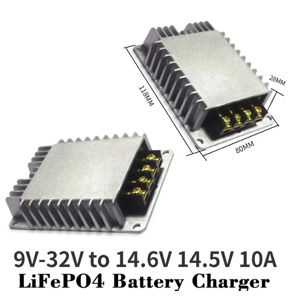 9V-32V to 14.6V 14.5V 10A Lifepo4 Charger 9V to 32V High Power Charger for Lifepo4 Battery for RVs Boat Car Dual Battery System