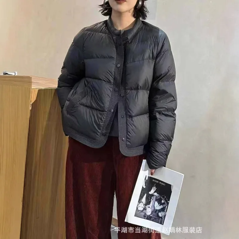 الشتاء اليابانية الجديدة الدافئة عكسها سترة منفوخة 90% بطة أسفل بلون أسفل سترة للنساء ملابس خارجية متعددة الاستخدامات #2