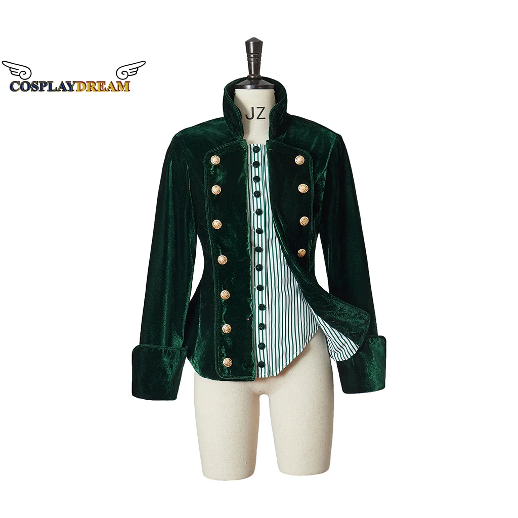 

Medieval Victorian Gothic Steampunk Velvet Coat Stand Collar Dark Green Coat For Aduly Women Custom Made