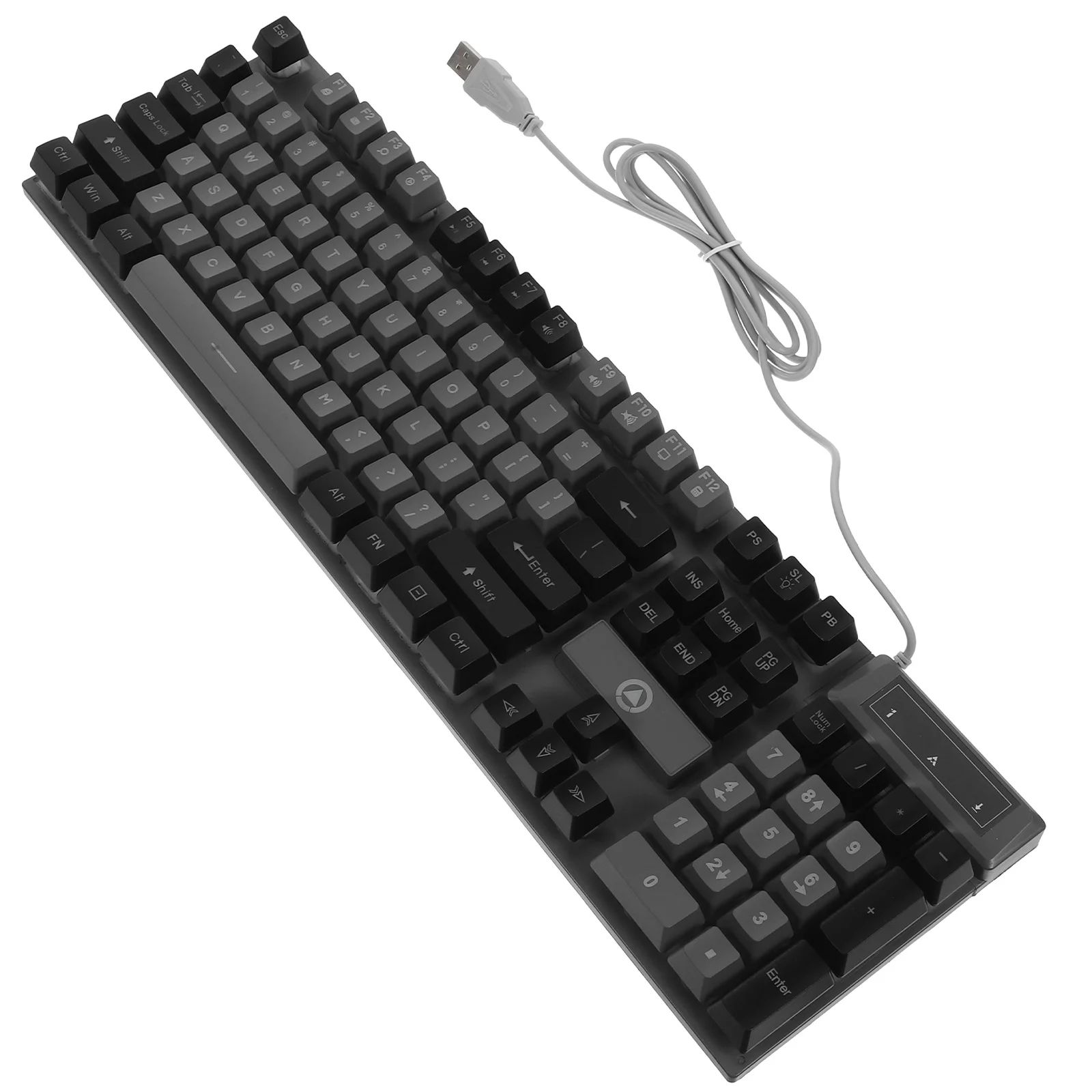 

104-клавишная игровая клавиатура с RGB-подсветкой, полноразмерная USB-клавиатура для ПК, ноутбука, черная складная подставка, высокопрочная металлическая пластина