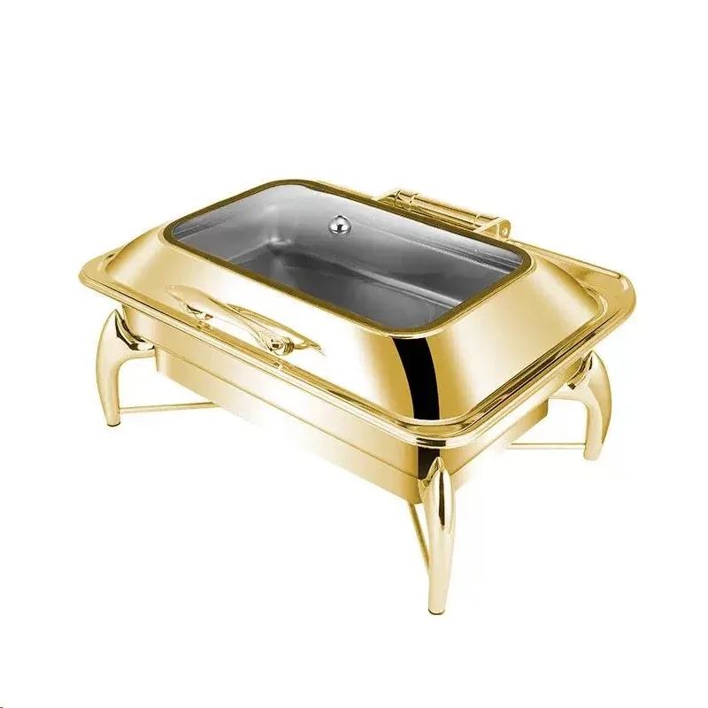 Other Hotel Supplies Gold Food Warmers Set Stainless Roll Top Chaffing Dishes Catering Buffet Chafing Dish Buffet Set