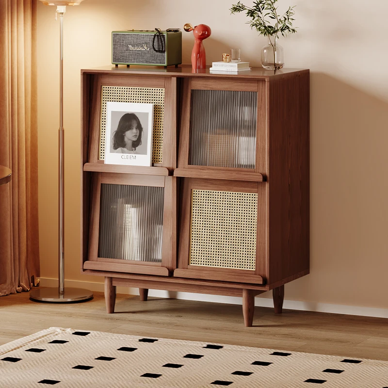 Solid wood bookcase, chest cabinet, storage locker, integrated Chinese magazine cabinet, glass storage, living room side cabinet